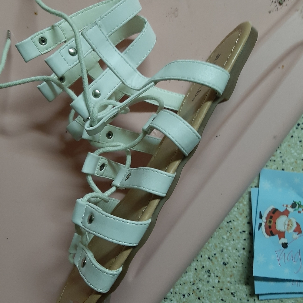 Cute white lace up sandals